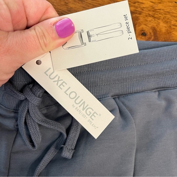 NWT barefoot dreams Gray Blue Luxe Lounge Jogger Pants size large - Picture 2 of 9